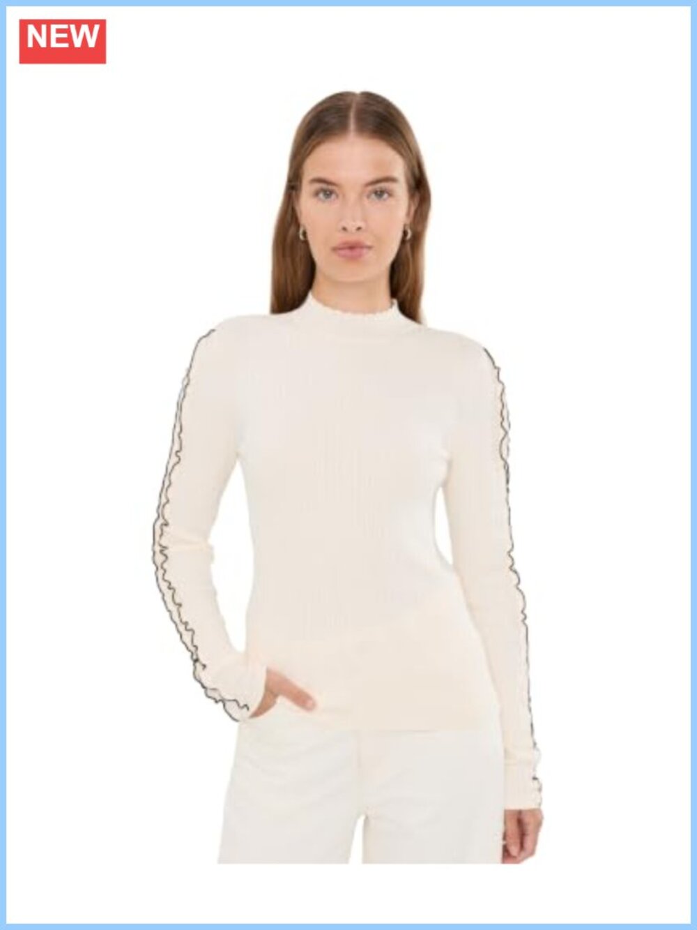 Mock Neck Long Sleeve Pullover Sweater Viscose Nylon